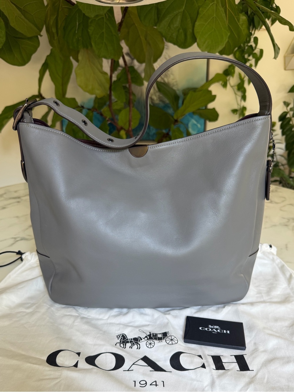Coach 1941 Bedford Hobo Bag Pewter Heather Grey Glovetanned Leather 31674
